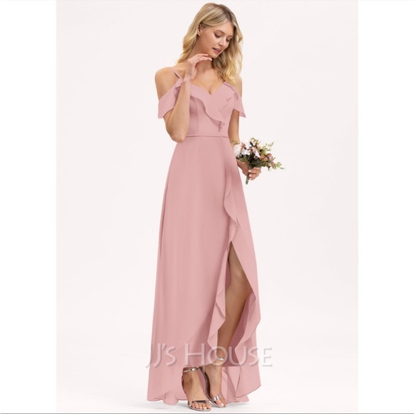 JJs House Dresses Nwt Jjs House Blush Pink Ruffles Vneck Chiffon